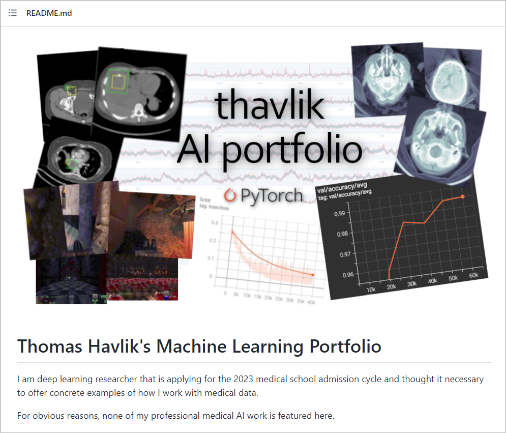 Machine Learning Portfolio Example #3 - Thomas Havlik
