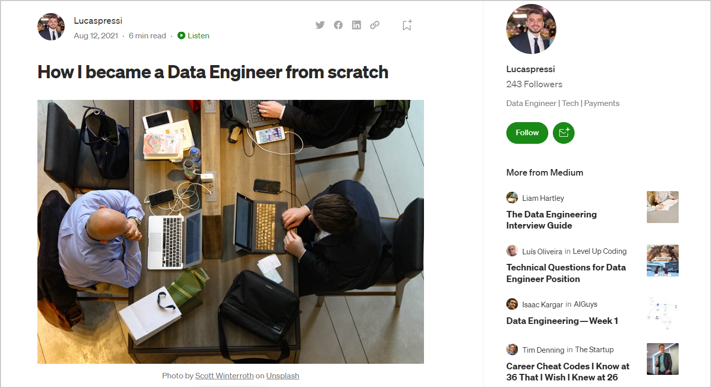 how to become a data engineer, Real-Life Examples To Learn From, Lucaspressie