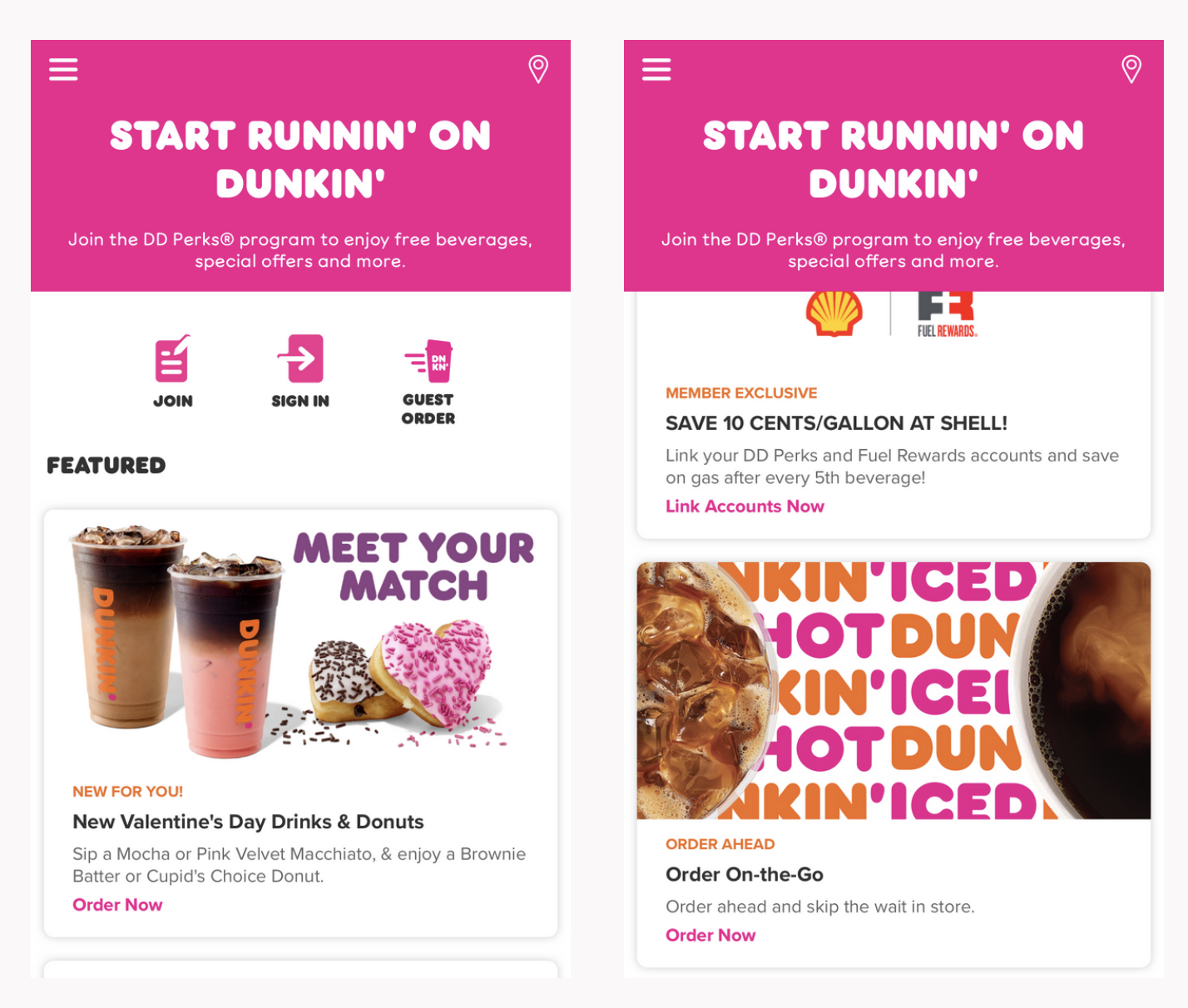 Dunkin' Donuts App - UX design example