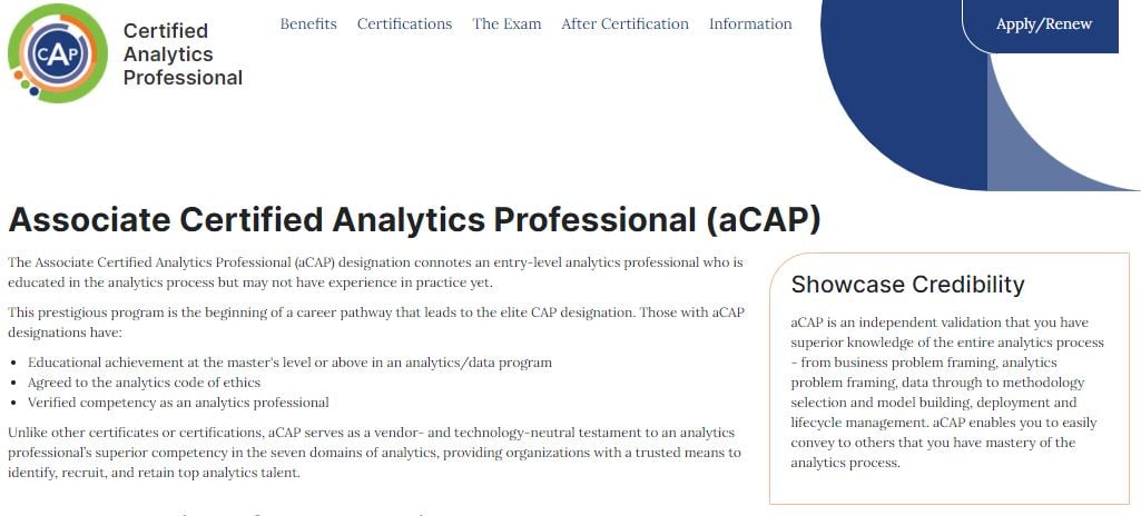 Associate Certified Analytics Professional Certificate