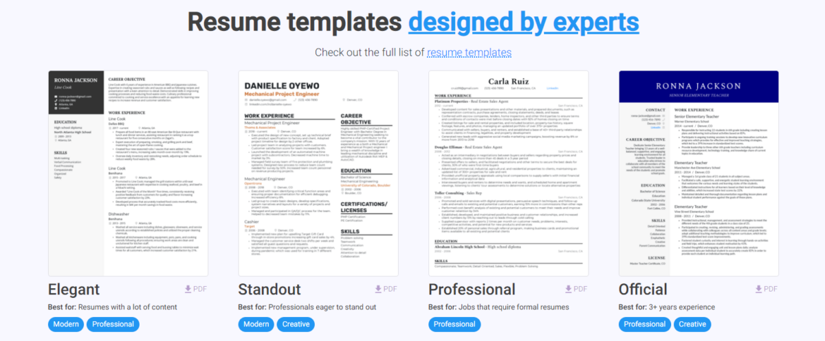 Full Stack Developer Resume templates