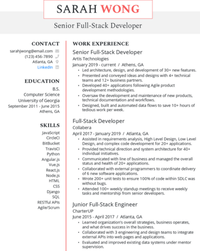 Full Stack Developer Resume: 8 Examples to Get You Hired