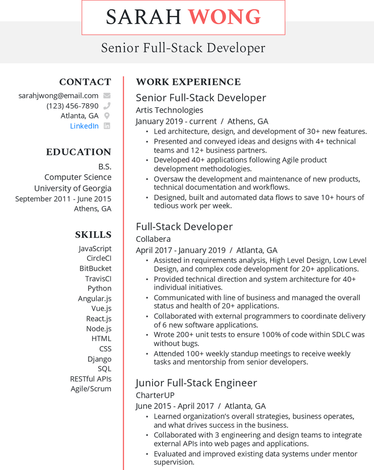 other Full Stack Developer Resume