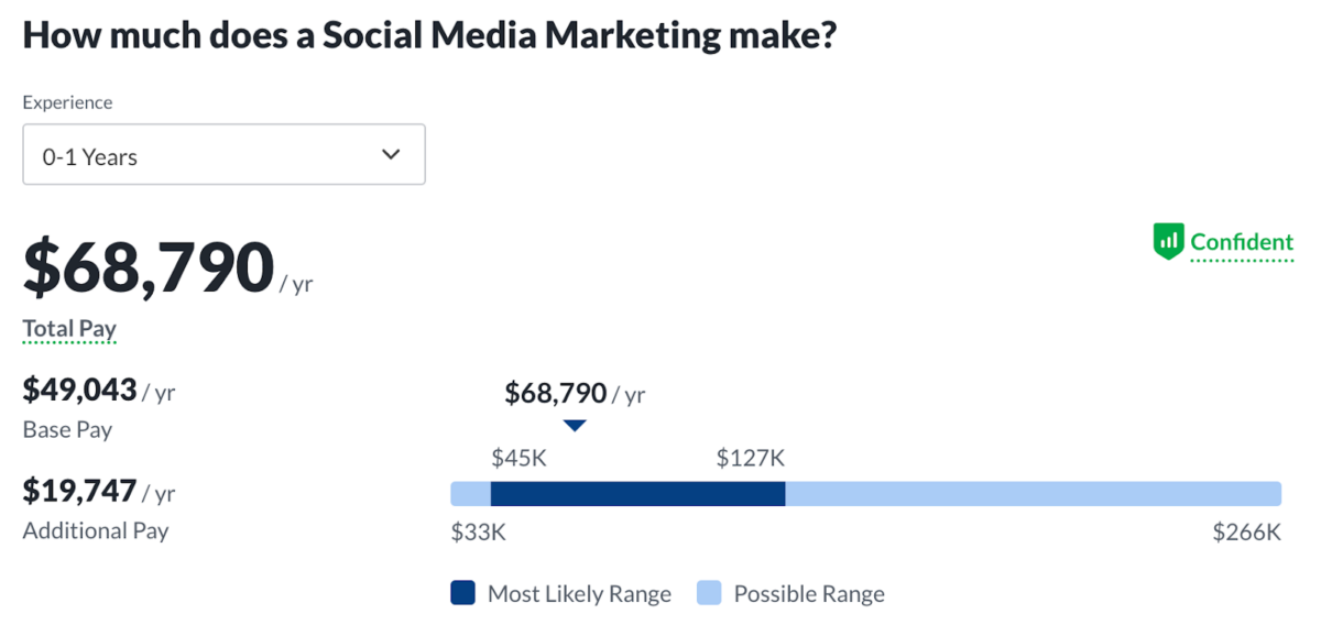social media marketer, entry level salary