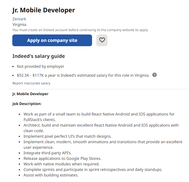 entry-level programmer jobs - junior mobile developer