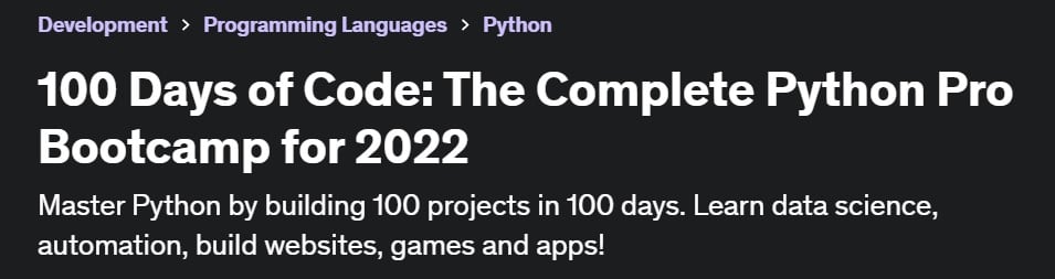 best python bootcamp- Complete Python pro course on udemy 