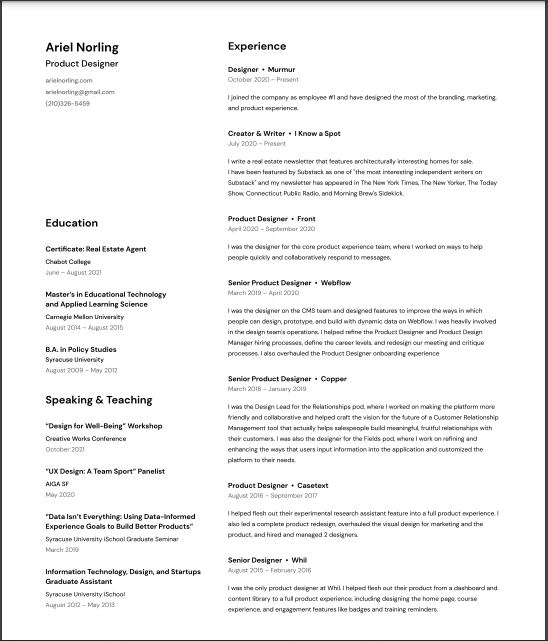 entry level ux designer resume examples