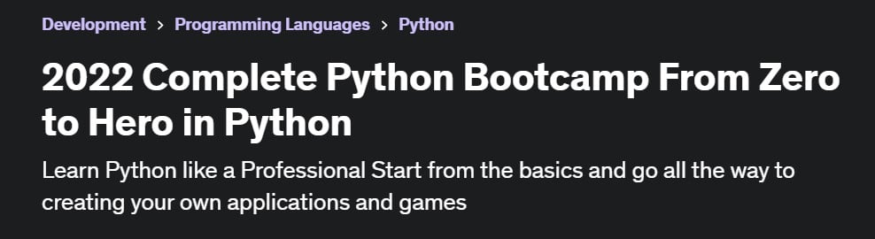 best python bootcamp- Udemy Python Bootcamp
