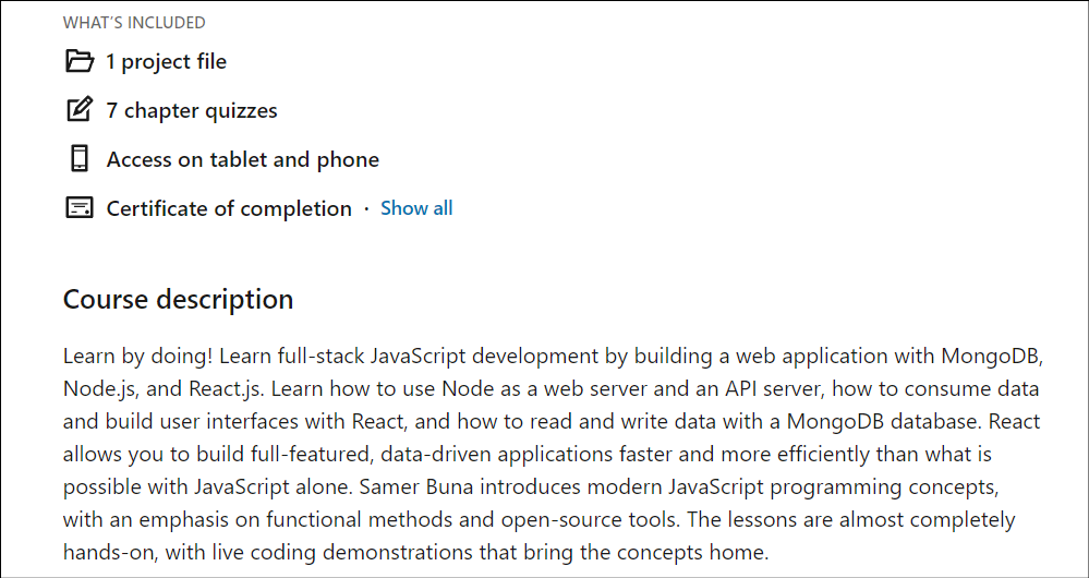 LinkedIn Learning, Learning Full-Stack JavaScript Development, best full stack developer course